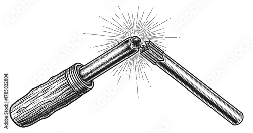 Hand-drawn explosion of broken cigarette signifying quitting smoking
