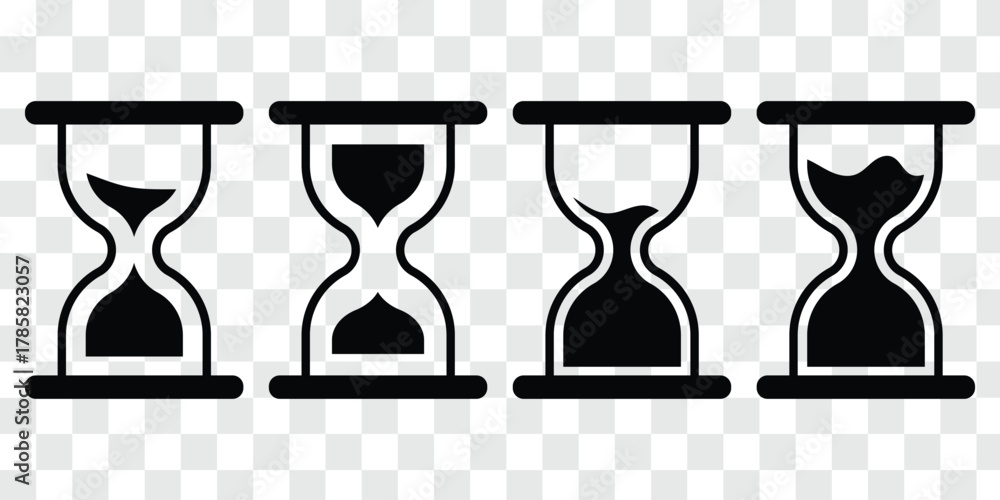 Fototapeta premium Sand watch icon set . Hourglass symbol. Modern and editable sand clock icon. 