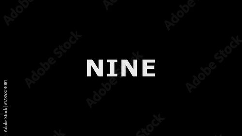 Nine Text Animation Icon. Nine text animation icon with dynamic motion and soft transitions with black background.