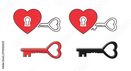 A collection of red heart-shaped locks and matching keys, symbolizing love, secrets, and romance.