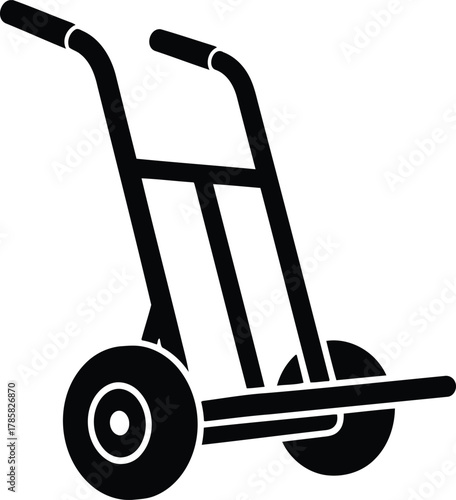 Hand Truck Vector Illustration on Transparent Background Moving Object Luggage Transportation Equipment Tool Flat Design Style