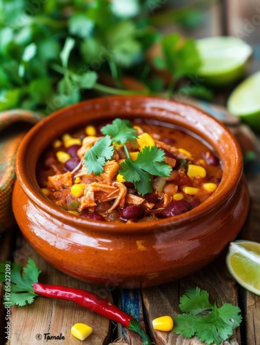 Savoring the rich flavors of Mexican tamale soup in a rustic setting