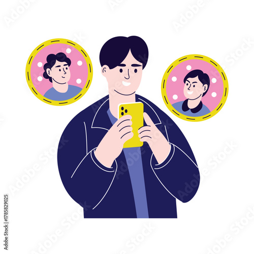 Exchanging instant text communication between users Illustration
