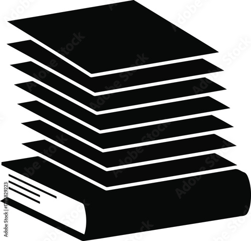 Stack of Paper or Book Symbol Vector File Illustration Isolated on Transparent Background Pages Stacked Knowledge Business