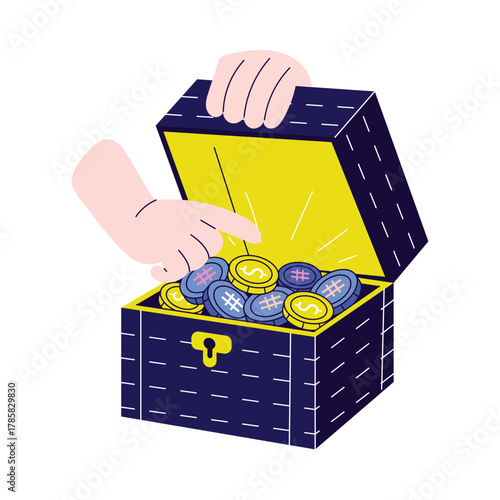 Claiming earned bonuses or digital achievements Illustration
