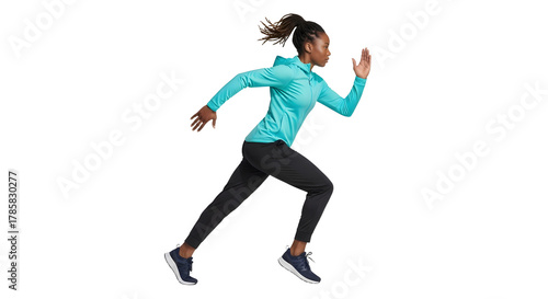 Athletic woman running fast in sportswear isolated on white background, fitness and exercise concept, perfect for sports advertising