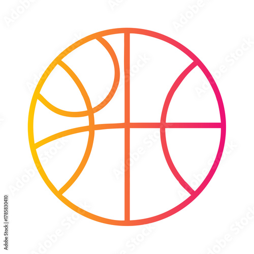 a flat gradient outline icon of a basketball for web and graphic design