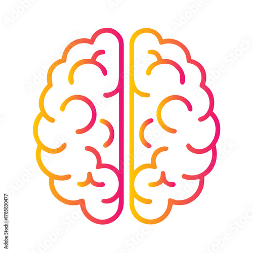 a flat gradient outline icon of a brain for web and graphic design
