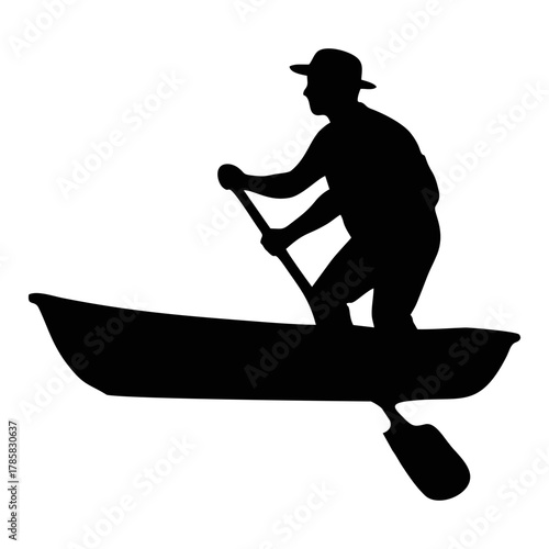 SILHOUETTE OF PEOPLE USING A ROWING BOAT