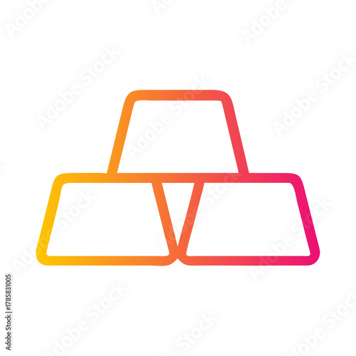 a flat gradient outline icon of a gold bar for web and graphic design