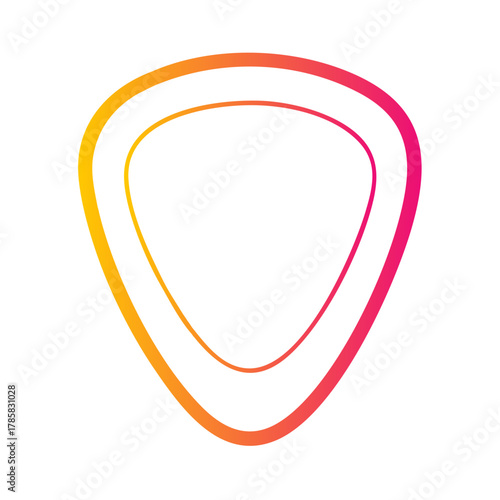 a flat gradient outline icon of a guitar pick for web and graphic design
