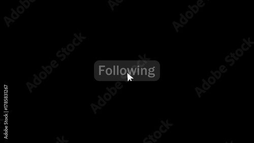 Follow call to action button animation. Click on follow button with arrow cursor. Animated follow Button