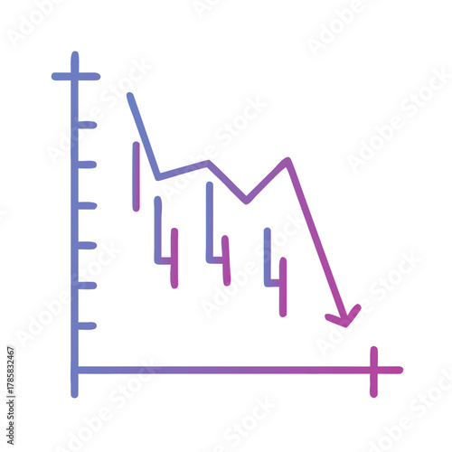 a flat gradient outline icon of a stock chart for web and graphic design