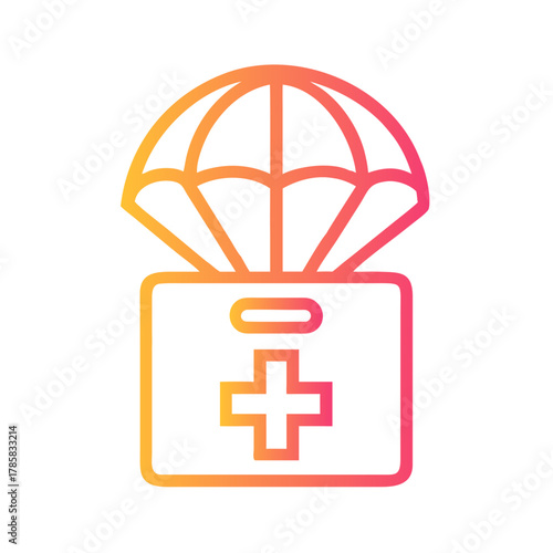 a flat gradient outline icon of humanitarian aid for web and graphic design