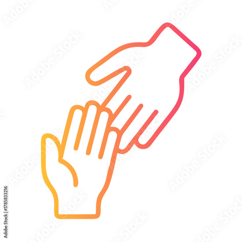 a flat gradient outline icon of helping hands for web and graphic design