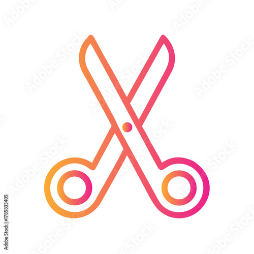 a flat gradient outline icon of scissors for web and graphic design