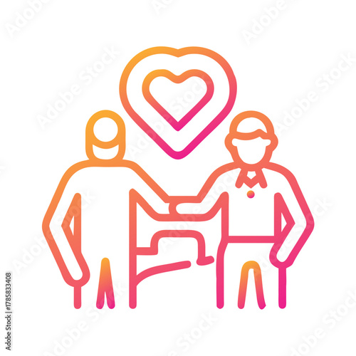 a flat gradient outline icon of senior care for web and graphic design