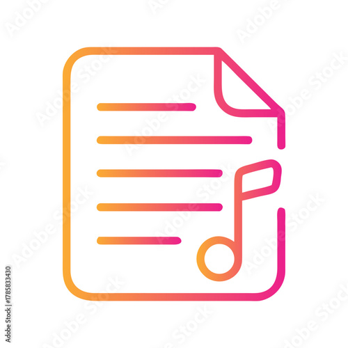 a flat gradient outline icon of sheet music for web and graphic design