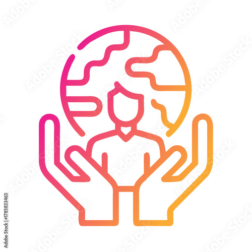 a flat gradient outline icon of social responsibility for web and graphic design