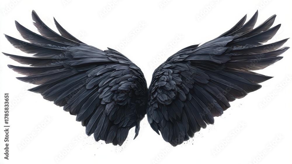 Obraz premium Monochrome illustration of black wings against a bright white canvas
