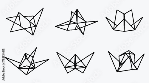 Six Abstract Geometric Shapes Drawings for Creative Design Backgrounds Wallpaper