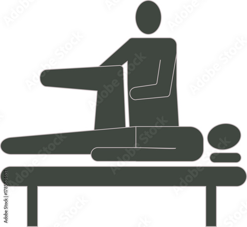 Physical Therapy Illustration Showing Therapist Assisting Patient Leg Exercise