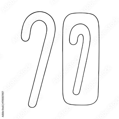 Candy cane and mold side by side - like a template Christmas DIY Process — Outline / Minimal Linear Vector