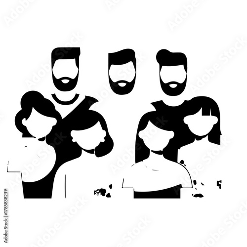 Diverse Group of People Standing Together in a Stylized Representation