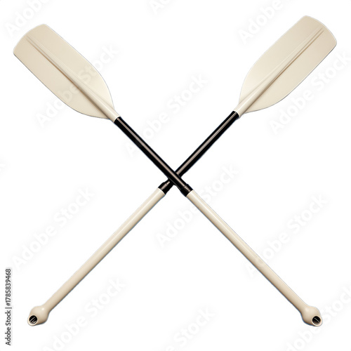 Two Crossed White Canoe Paddles on Transparent Layer