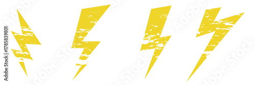 Lightning bolt icon with grunge texture. . Ideal for energy, electricity, power, punk, and graphic design themes. Vector eps 10
