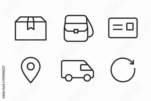 Free Download Delivery and shipping icons: package, bag, card, location, truck, reload symbol - GFXLoad