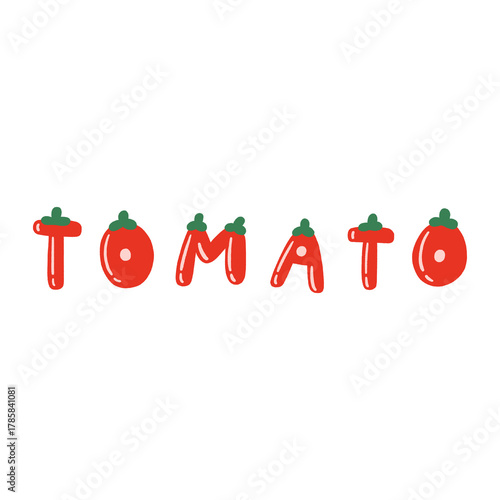 Cute Tomato Text Illustration