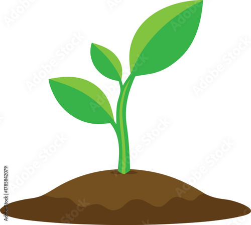 Fresh green sprout growing from soil icon.