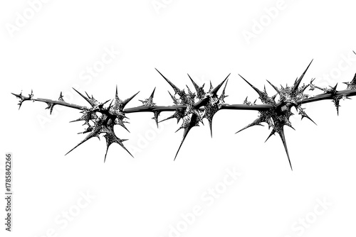 Sharp Precision: Close- Three Thorns Black White | Clean, isolated vector art for creative projects.