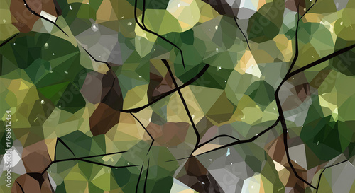 Fragmented Forest Canopy Modern Vector Pattern