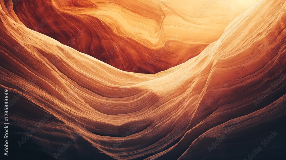 Obraz premium Explore a stunning canyon landscape featuring layered rock formations illuminated by warm light, showcasing ultra detailed textures and colors.