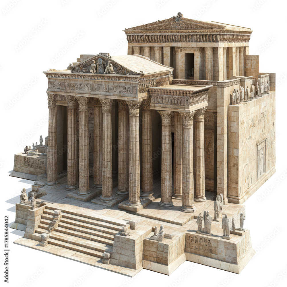 Fototapeta premium Complete Roman temple with stairs and colonnade 