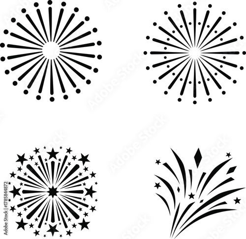 Set of firework icon, Fireworks with stars and sparks vector, fireworks with stars and sparks icon, fireworks vector illustration