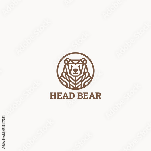 Bear head logo design template vector illustration 