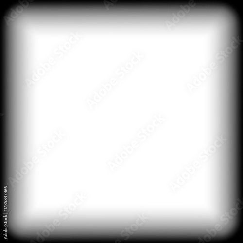 Black vignette background with smooth gradient shadow. Square soft blurred frame with spotlight and depth effect. Minimal neutral backdrop for photography or creative design. Vector illustration.