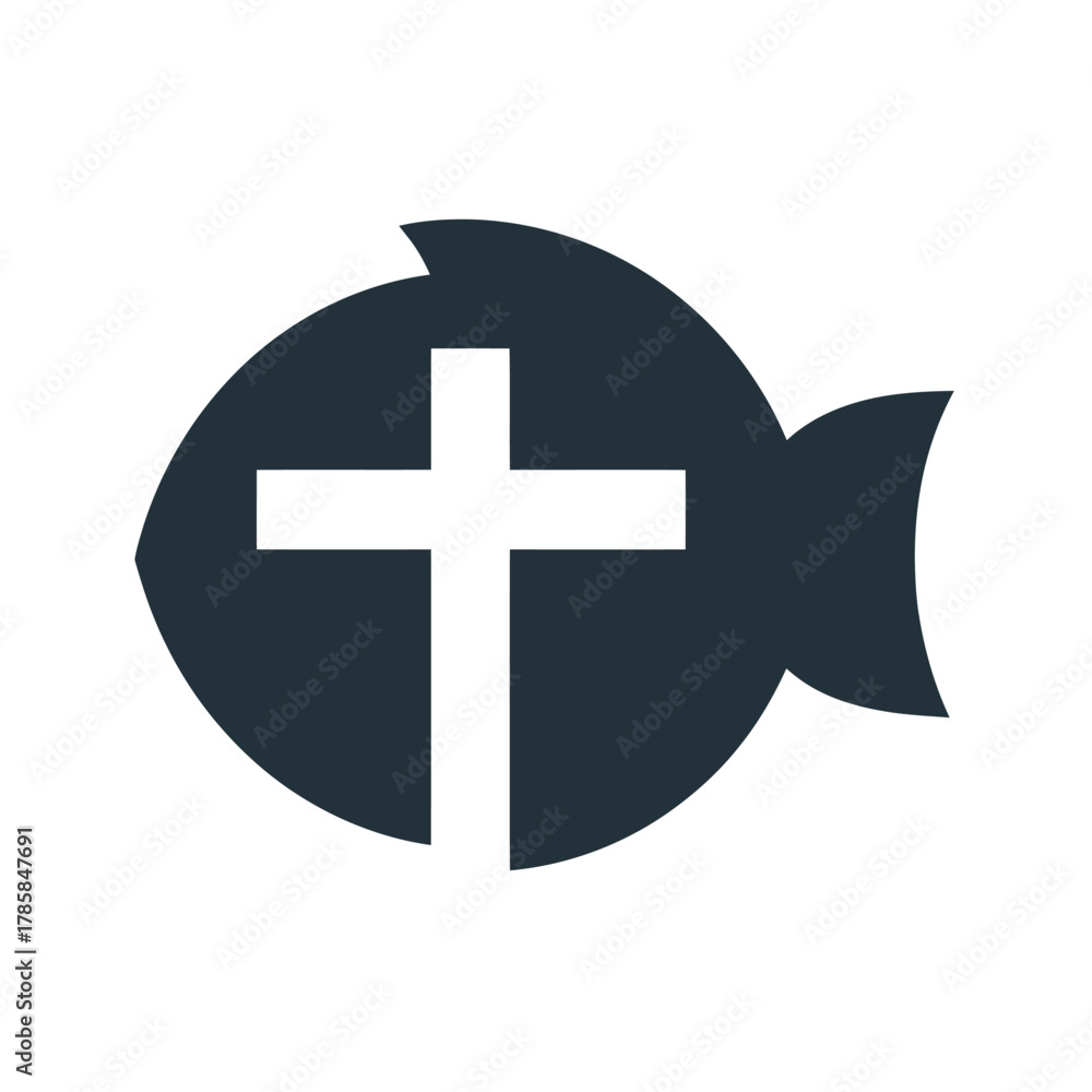 Obraz premium Symbol of faith christian cross icon within a fish shape design