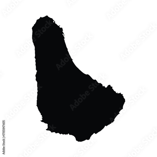 Barbados black silhouette map vector illustration isolated on white background small caribbean island nation outline territorial shape graphic.