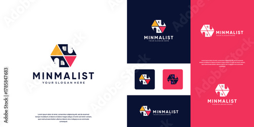 abstract logo for housing, home, building structure, minimalist style, vector graphic template.