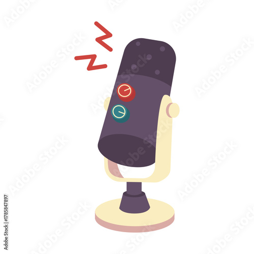 Illustration of a retro studio microphone icon for podcasting and broadcasting on a white background