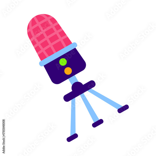 Podcast Microphone A Vibrant, Stylized Icon for Audio Recording and Broadcasting Projects