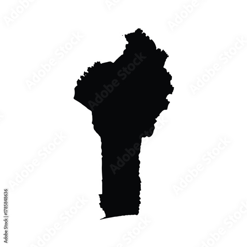 Black silhouette map of benin contour territory cartography drawing vector illustration outline shape country boundary design