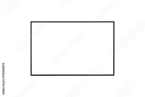 Simple clean white rectangular shape with a thin black border frame element graphic design isolated on transparent background