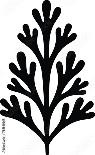 Black and white seaweed vector illustration marine plant graphic art eps silhouette