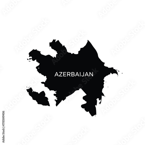 Official black silhouette outline map of azerbaijan geographic territory vector design illustration on white background element for atlas document.