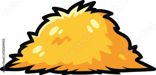 Abstract Illustration Of A Haystack Pile Golden Yellow Color With Black Outline